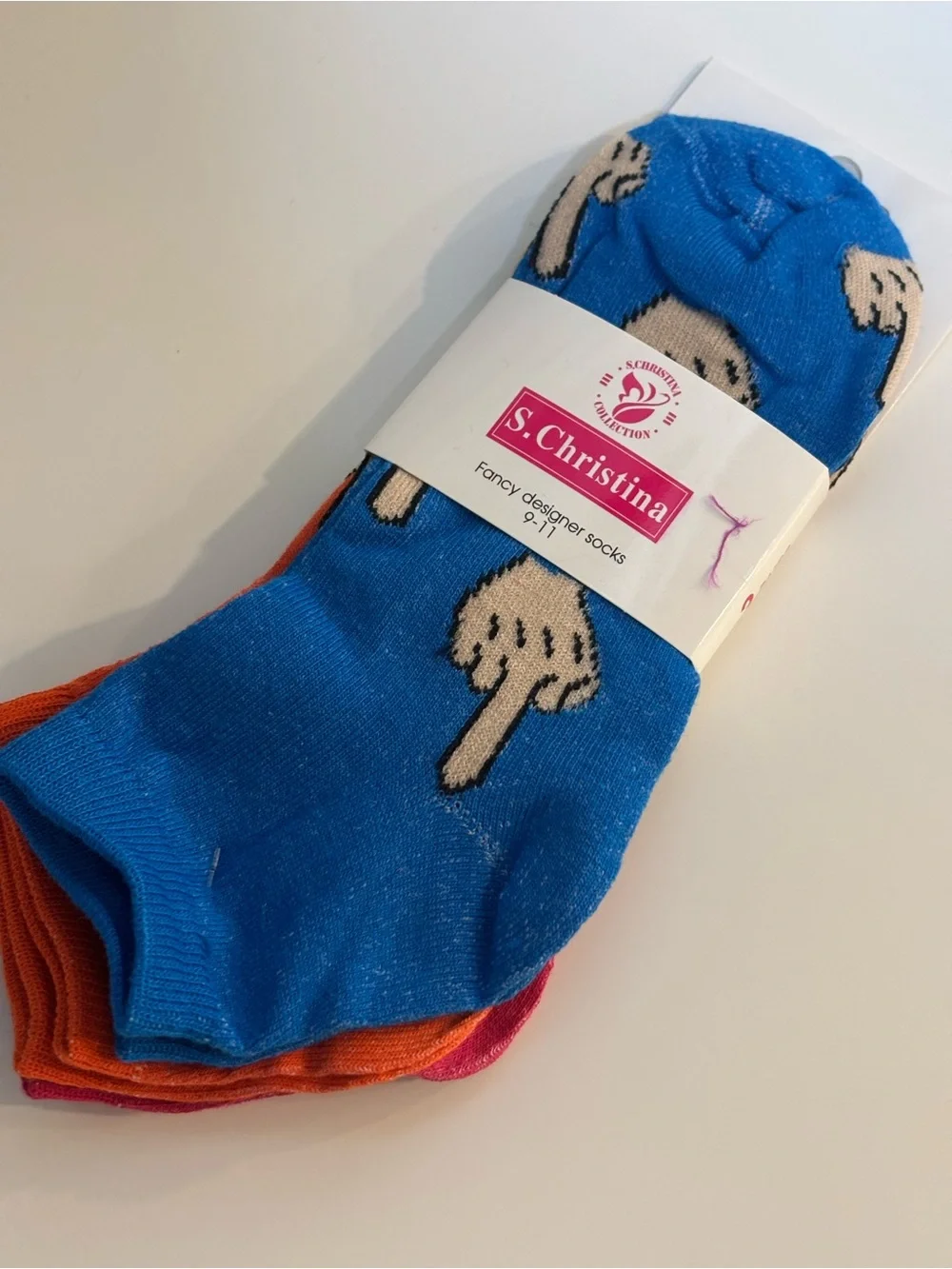 S Christina Novelty Ankle Socks 3 Pack Women's 9-11 Middle Finger Emoji NWT
